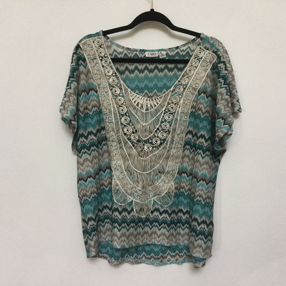 Cato Blue, Tan Chevron Top Size Extra Large